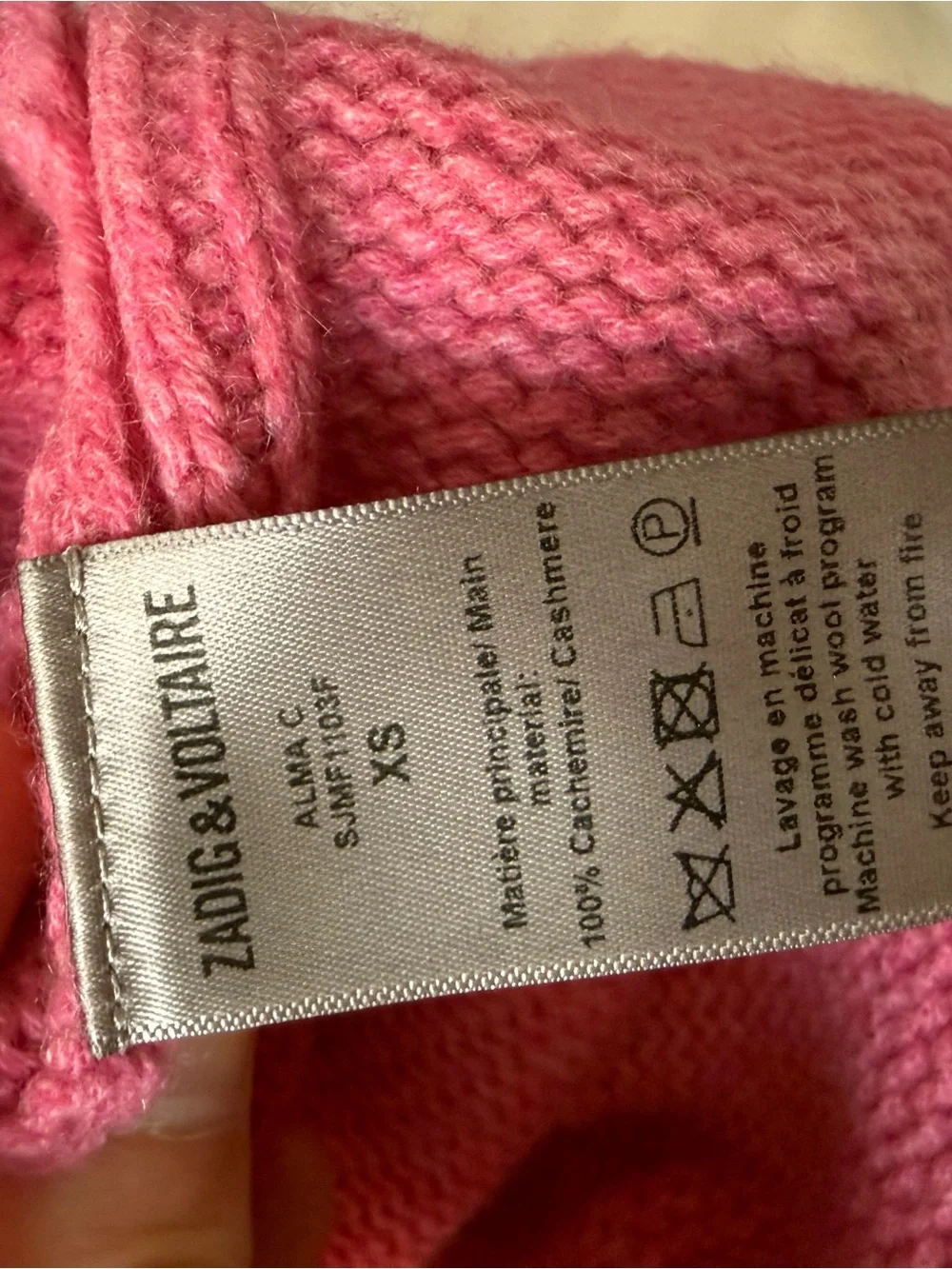 Zadig & Voltaire Rose Pink Button-Shoulder Turtleneck Sweater